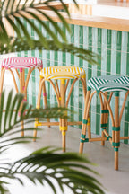J-LINE STOOL RATTAN YELLOW/WHITE SMALL