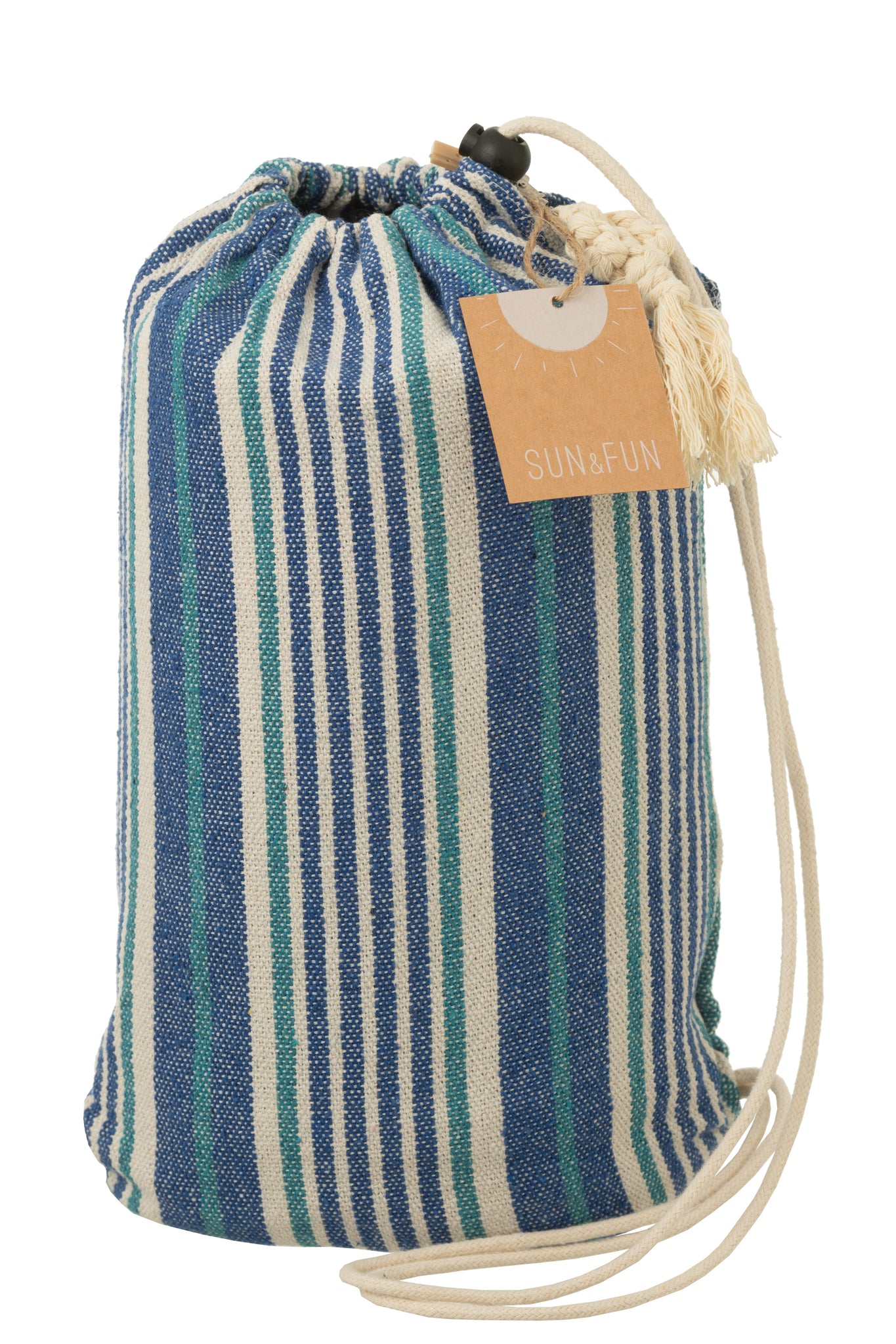 J-LINE HANGMAT STREPEN – KATOEN/POLYESTER BLAUW/WIT - Tuincentrum Lopik