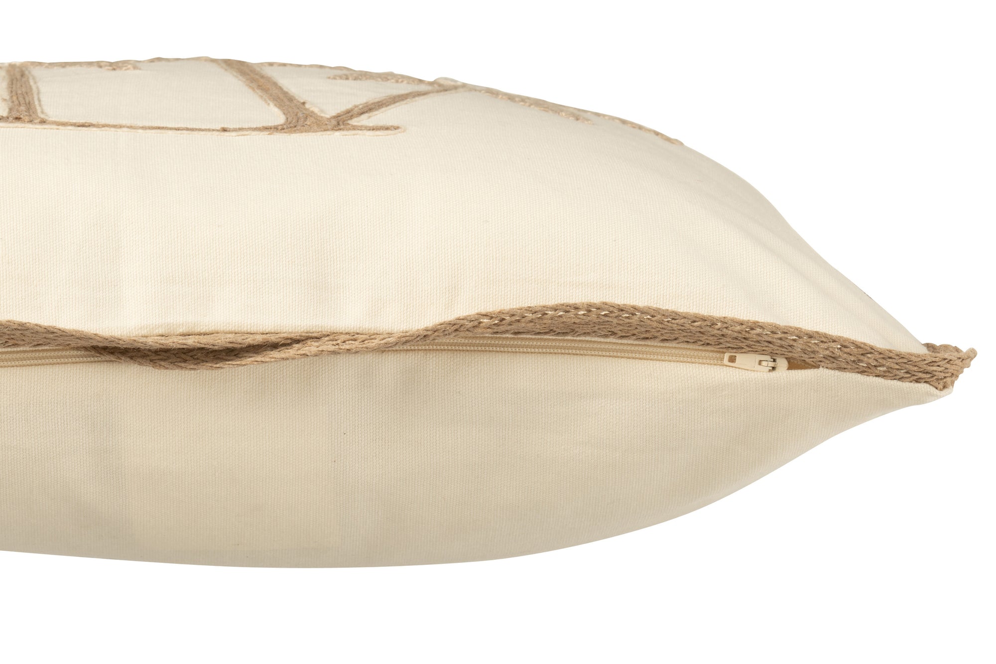 J-LINE KUSSEN VIERKANT PALMBOMEN KATOEN CRÈME/BEIGE - Tuincentrum Lopik