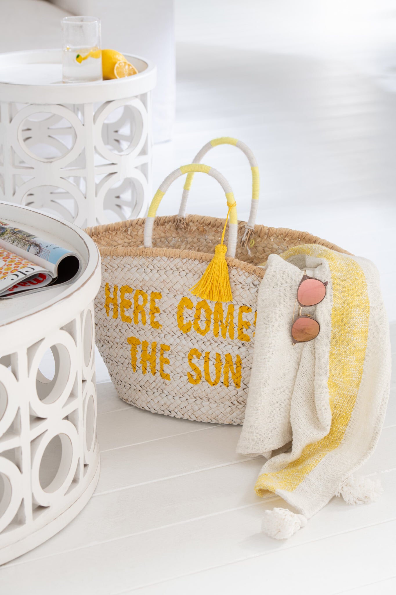 J-LINE STRANDTAS SUMMER QUOTES MAÏSBLADEREN MIX ASSORTIMENT VAN 3 - Tuincentrum Lopik
