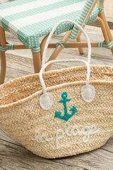 J-LINE STRANDTAS LA PLAGE – MAÏSBLAD NATUUR/WIT/AZUR (SET VAN 2) - Tuincentrum Lopik