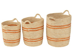 J-LINE SET VAN 3 MANDEN STREPEN + HANDVAT – MAISBLAD NATUREL/ORANJE - Tuincentrum Lopik