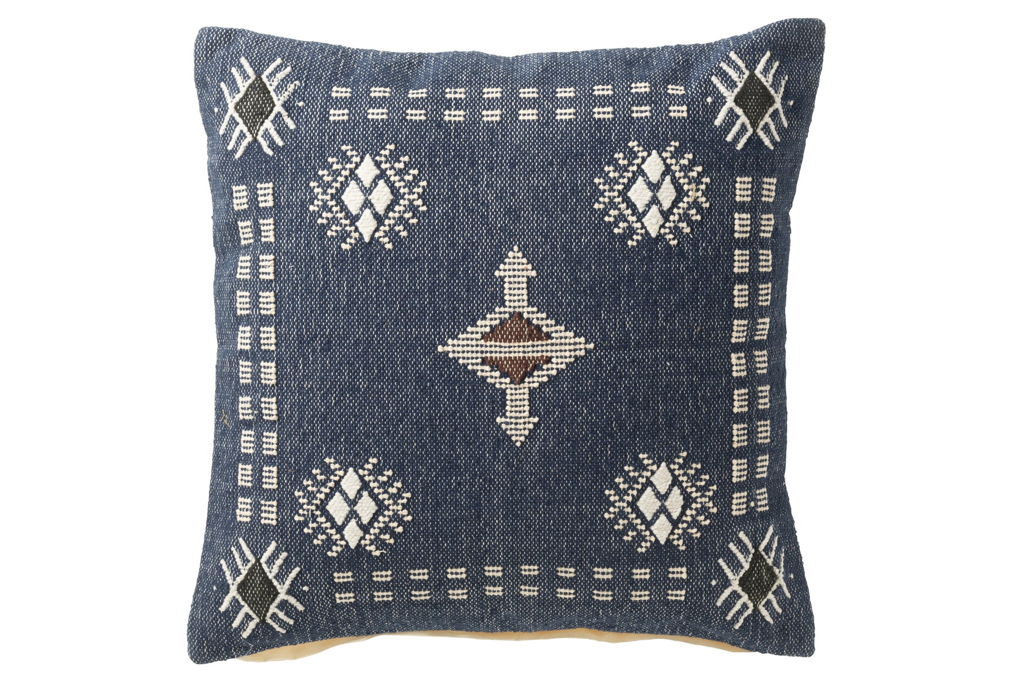 J-LINE KUSSEN VIERKANT ETNISCHE PATRONEN KATOEN DONKERBLAUW/WIT - Tuincentrum Lopik