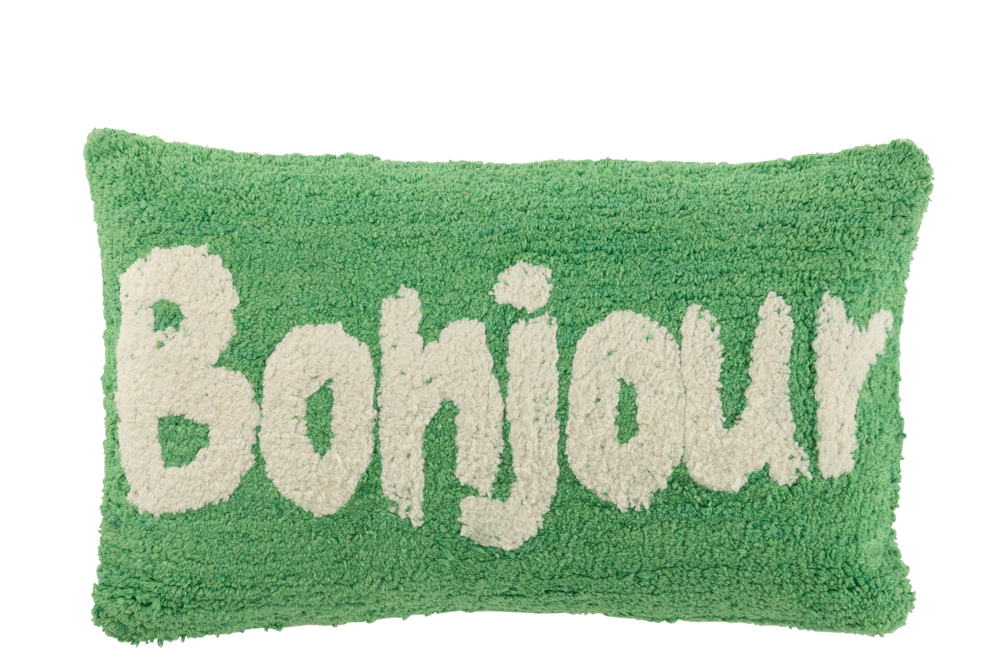 Kussen Bonjour met knoopjes van katoen Groen/Wit - Tuincentrum Lopik