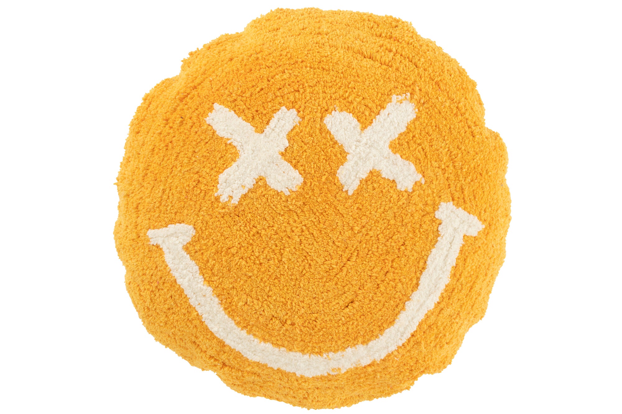Kussen Smiley met knopen van katoen Oranje/Wit - Tuincentrum Lopik