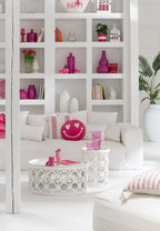 Kussen Smiley met knopen Katoen Roze/Wit - Tuincentrum Lopik