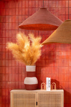 J-LINE VASE STRIPES SEAGRASS NATURAL/TERRACOTTA - Tuincentrum Lopik