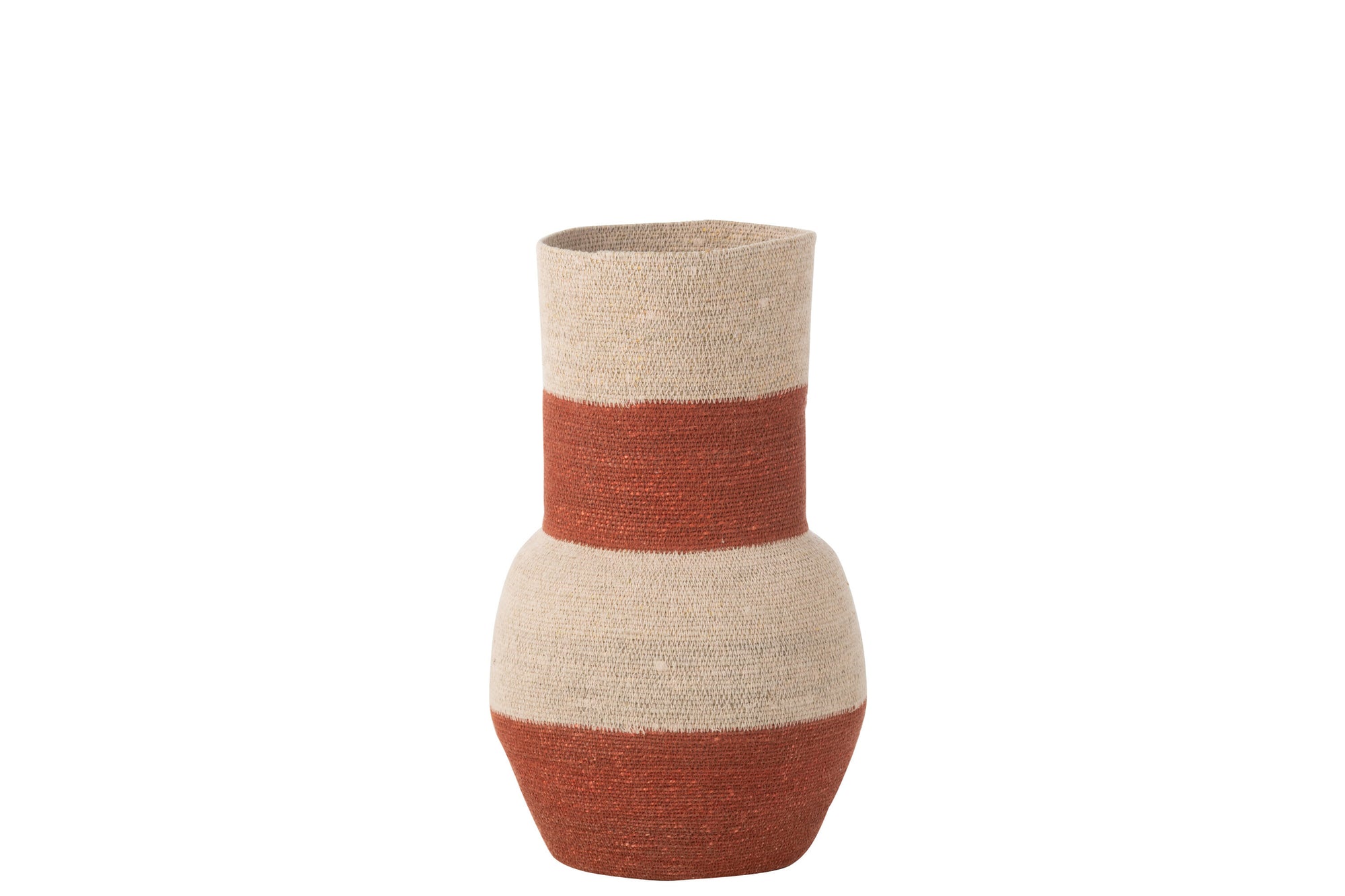 J-LINE VASE STRIPES SEAGRASS NATURAL/TERRACOTTA - Tuincentrum Lopik
