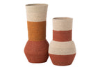J-LINE VASE STRIPES SEAGRASS NATURAL/RUST/TERRACOTTA - Tuincentrum Lopik