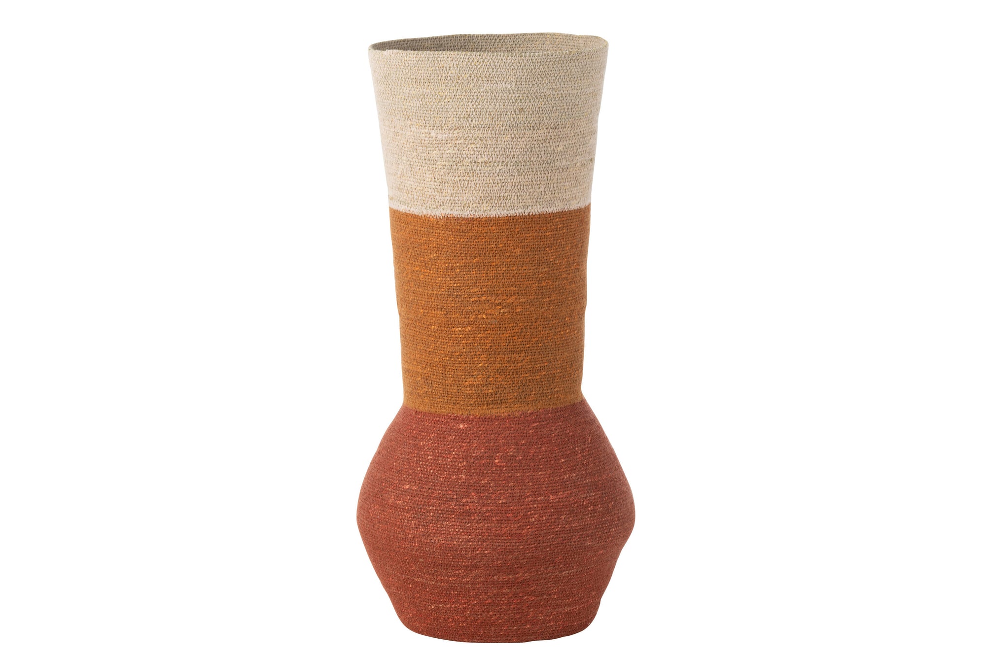 J-LINE VASE STRIPES SEAGRASS NATURAL/RUST/TERRACOTTA - Tuincentrum Lopik