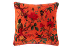 Kussen Vogels/Bloemen Katoenfluweel Oranje - Tuincentrum Lopik