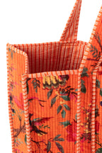 J-LINE SHOPPER BIRDS/FLOWERS FLUWEEL ORANJE - Tuincentrum Lopik