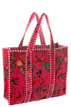 J-LINE SHOPPER BIRDS/FLOWERS FLUWEEL ROZE - Tuincentrum Lopik