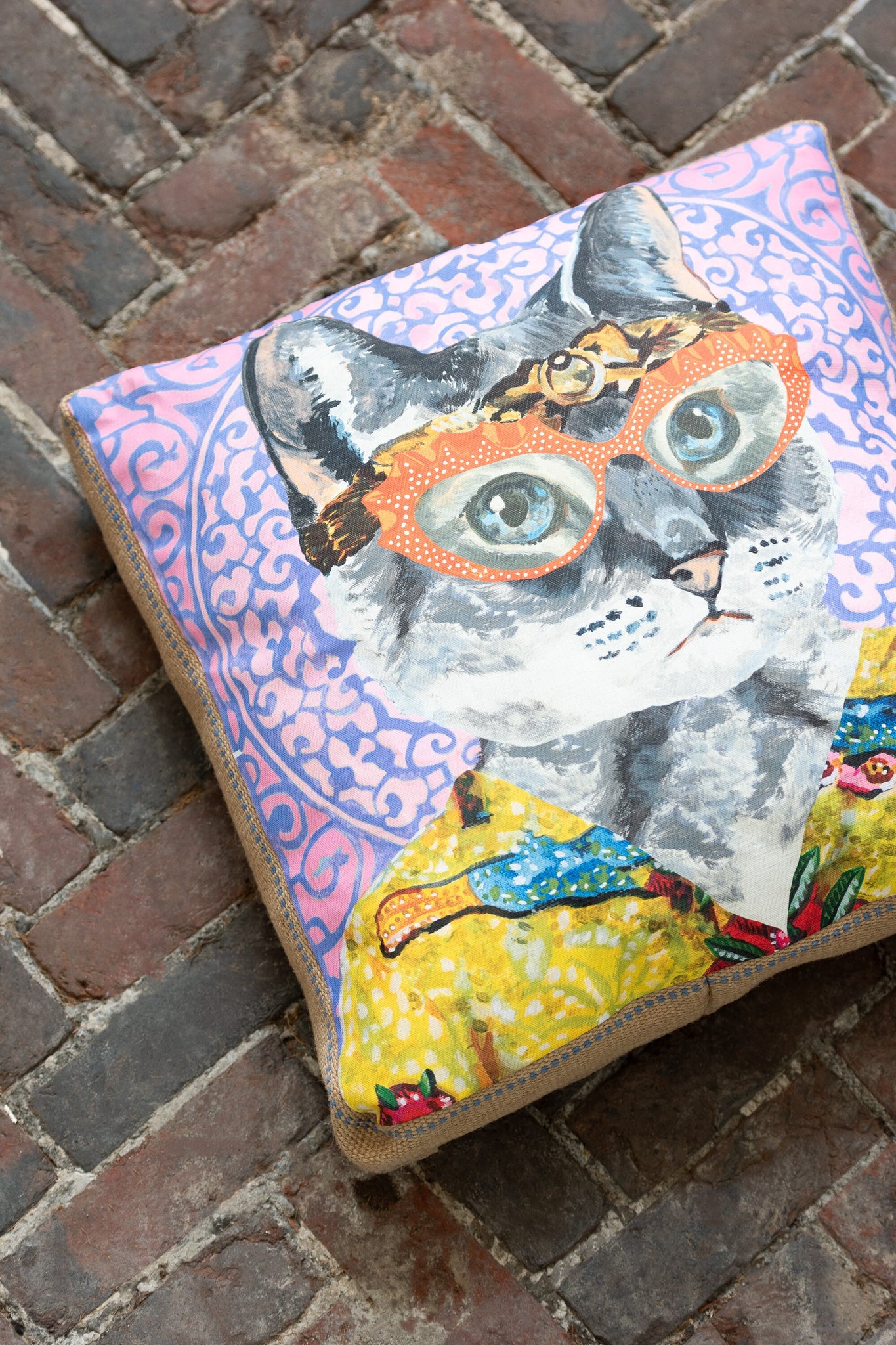 Kussen Kat Popart Polyester/Linnen Mix - Tuincentrum Lopik