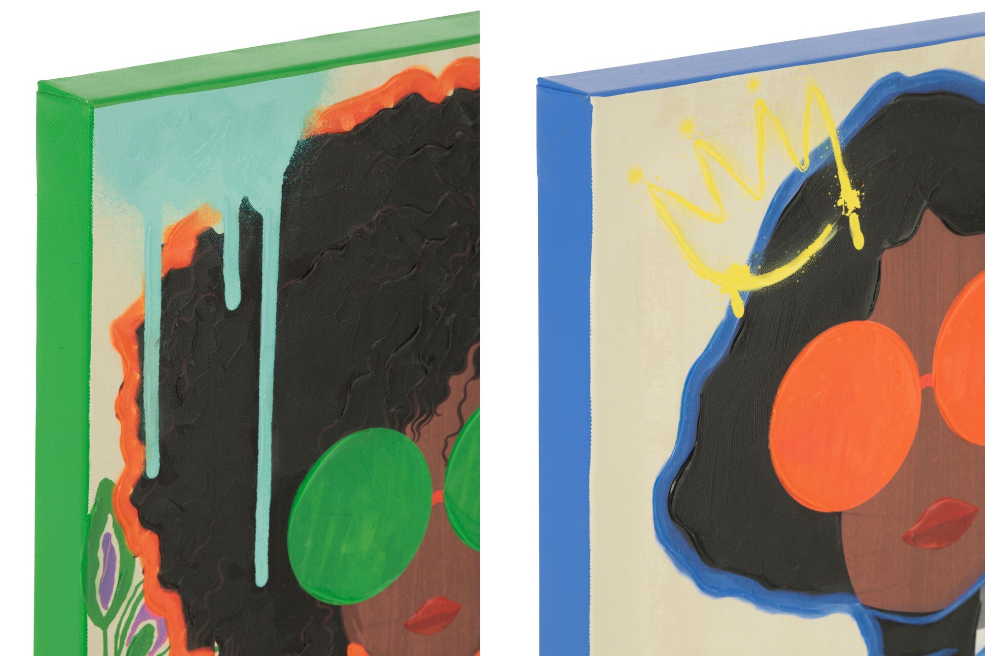 J-LINE WANDDECORATIE VROUWEN POP ART CANVAS MIX KLEIN - SET VAN 2 - 40 X 50 CM - Tuincentrum Lopik