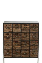 Cupboard 16 Drawers Wood/Metal Brown - Tuincentrum Lopik