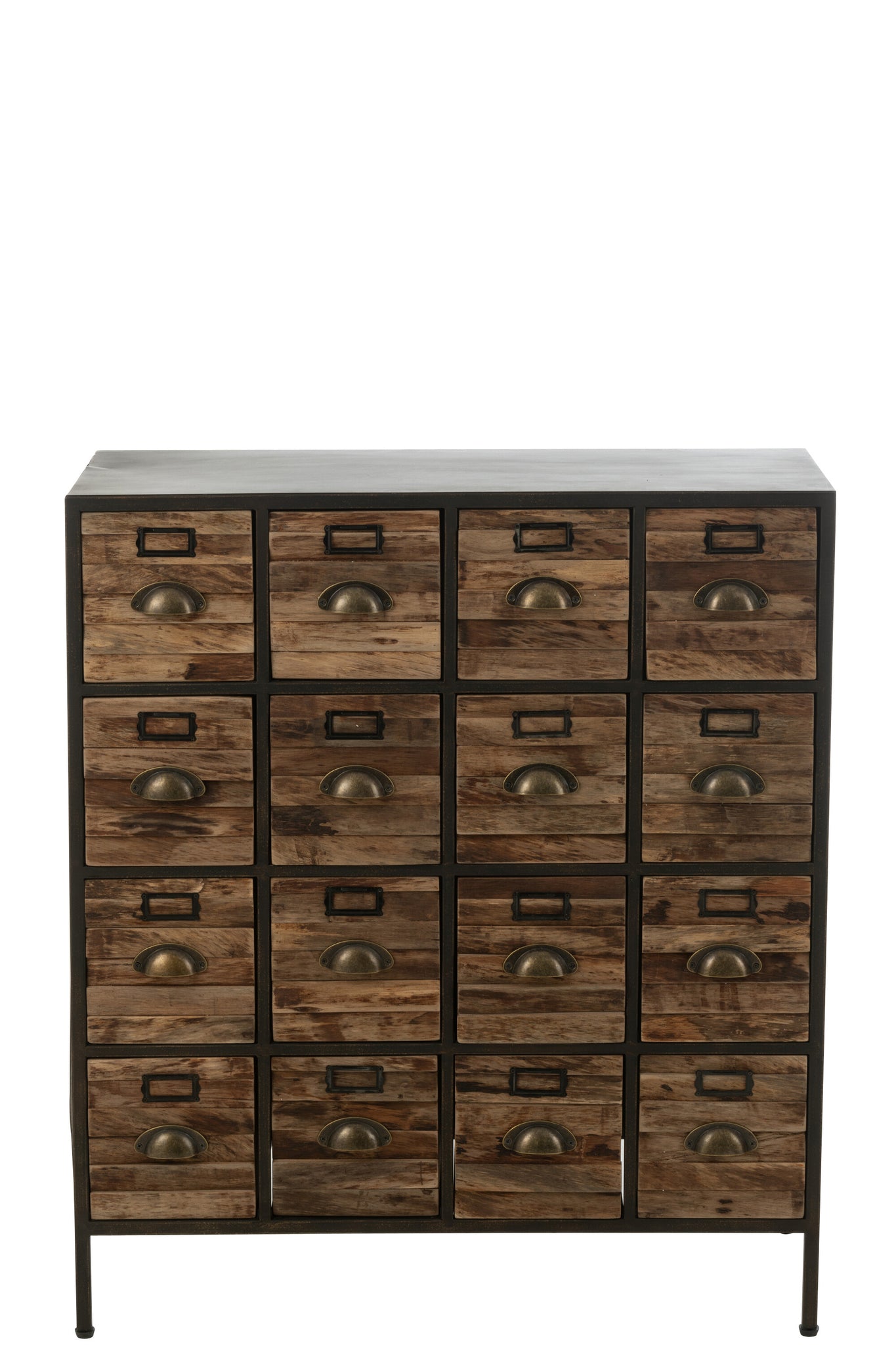 Cupboard 16 Drawers Wood/Metal Brown - Tuincentrum Lopik