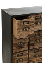 Cupboard 16 Drawers Wood/Metal Brown - Tuincentrum Lopik