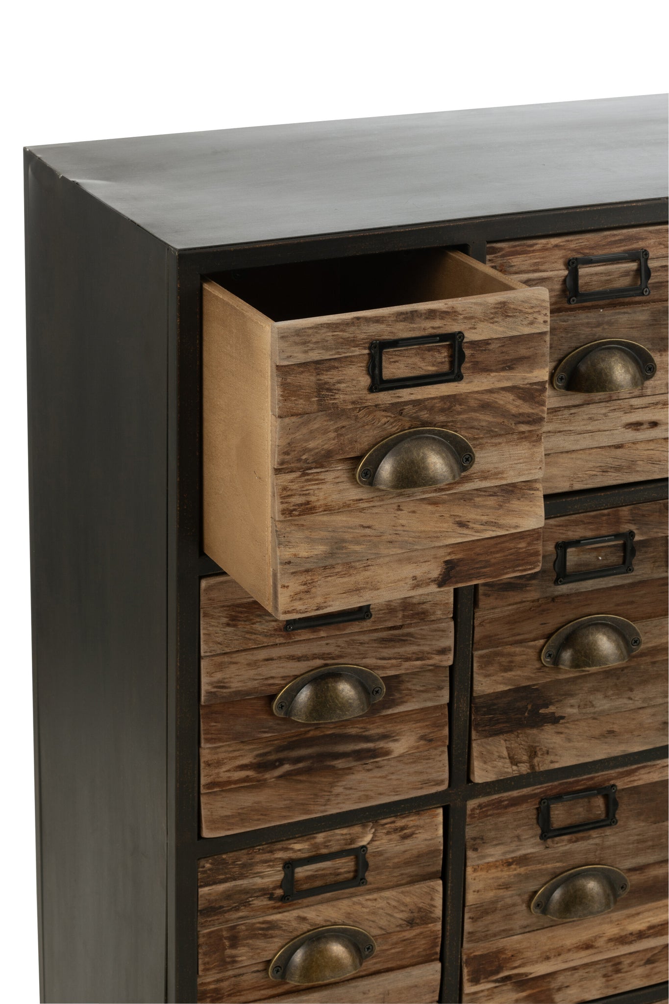 Cupboard 16 Drawers Wood/Metal Brown - Tuincentrum Lopik