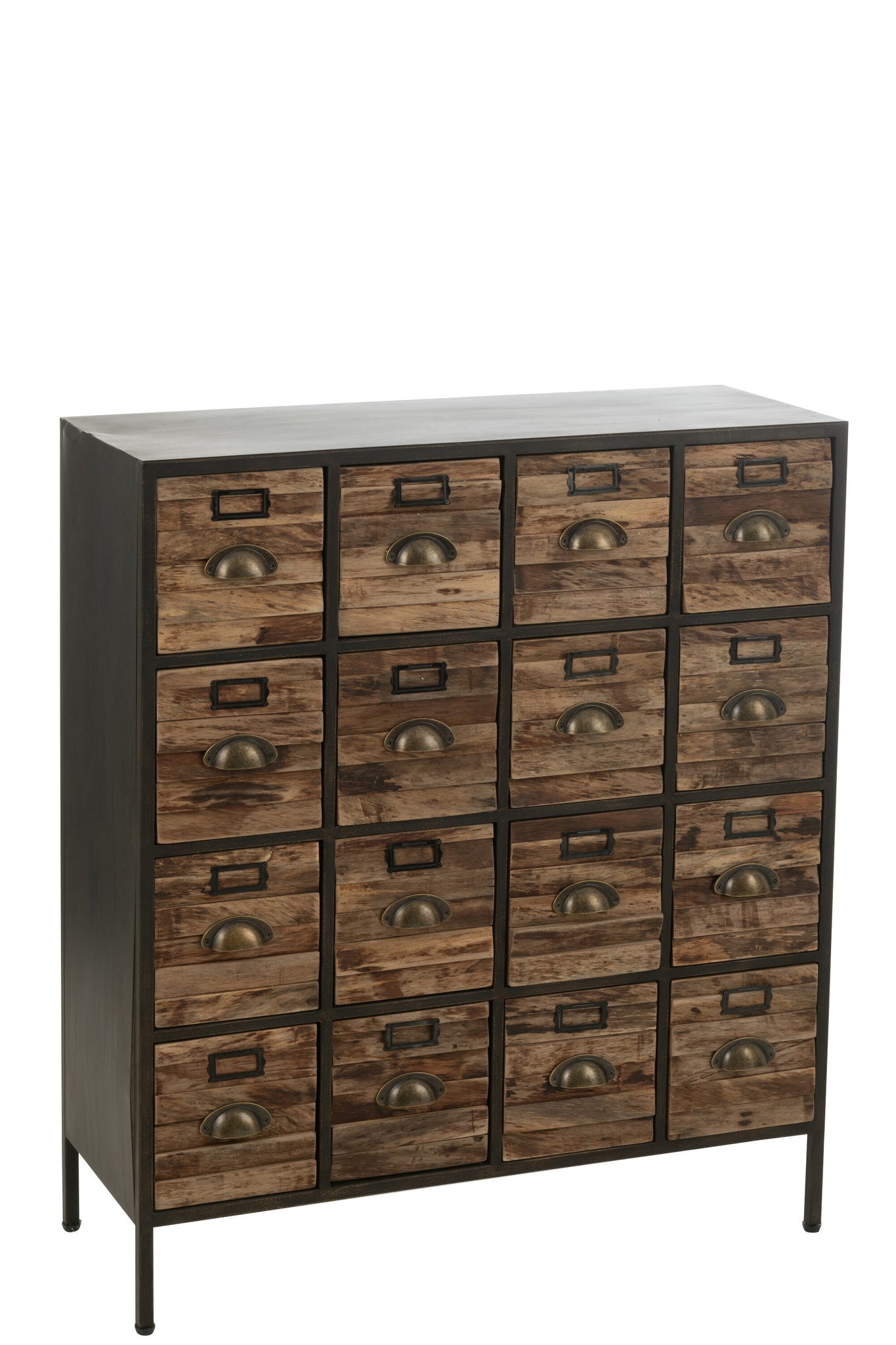 Cupboard 16 Drawers Wood/Metal Brown - Tuincentrum Lopik