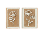 J-LINE WANDDECORATIE BLOEMEN DENNENHOUT/MDF NATUREL/WIT SET VAN 2 38X49 CM - Tuincentrum Lopik