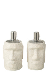 J-LINE VUURKORF MOAI CEMENT GRIJS SET VAN 2 - Tuincentrum Lopik