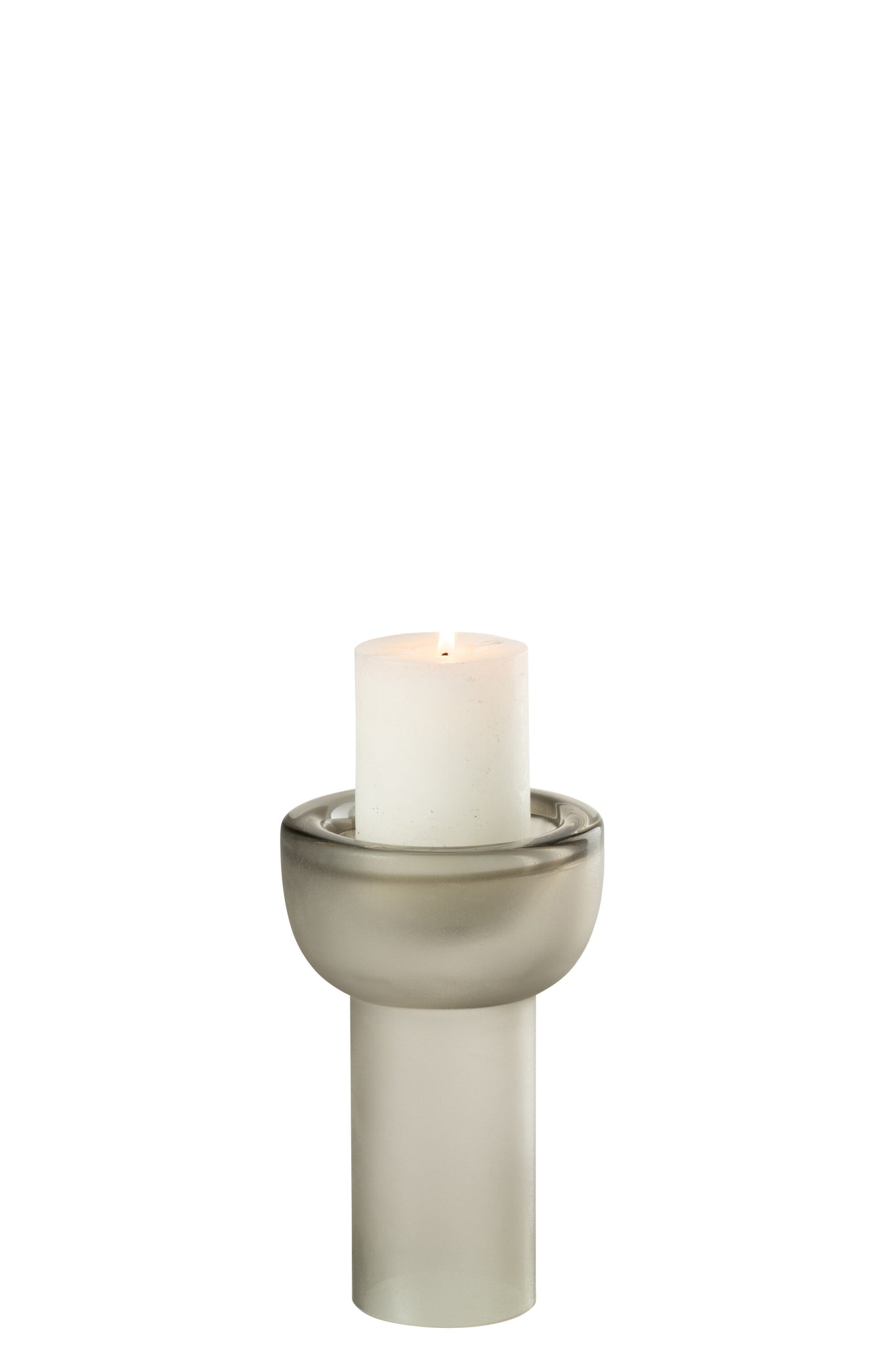 J-LINE VASE/CANDLEHOLDER YARA GLAS GREIGE SMALL - Tuincentrum Lopik