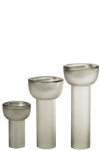 J-LINE VASE/CANDLEHOLDER YARA GLASS GREIGE LARGE