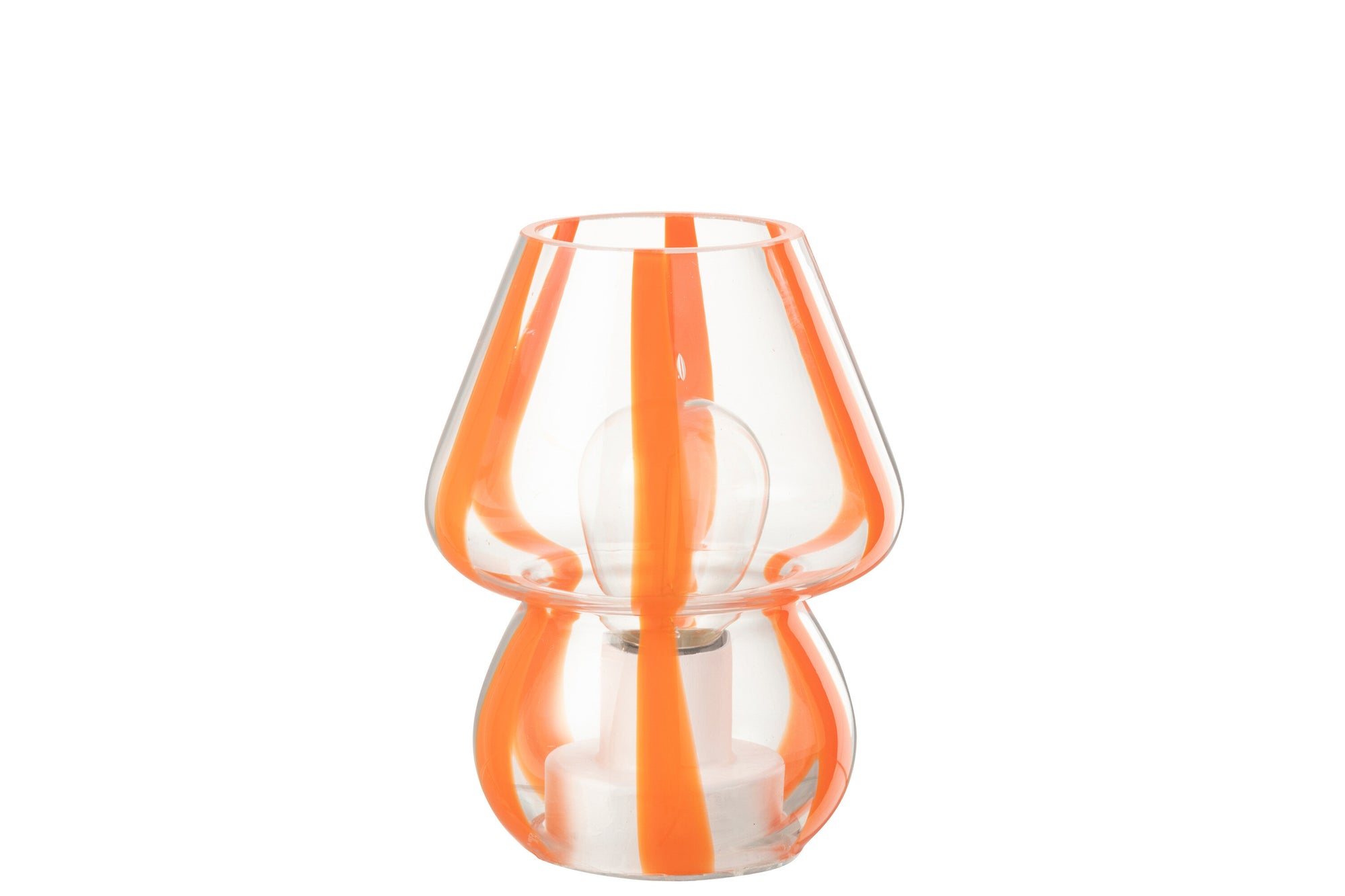 J-LINE TAFELLAMP STRIPES GLAS TRANSPARANT ORANJE 11X15CM - Tuincentrum Lopik