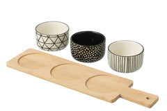 Tapas Service 3 Sets+Bamboo Tray Windowbox Black/White - Tuincentrum Lopik