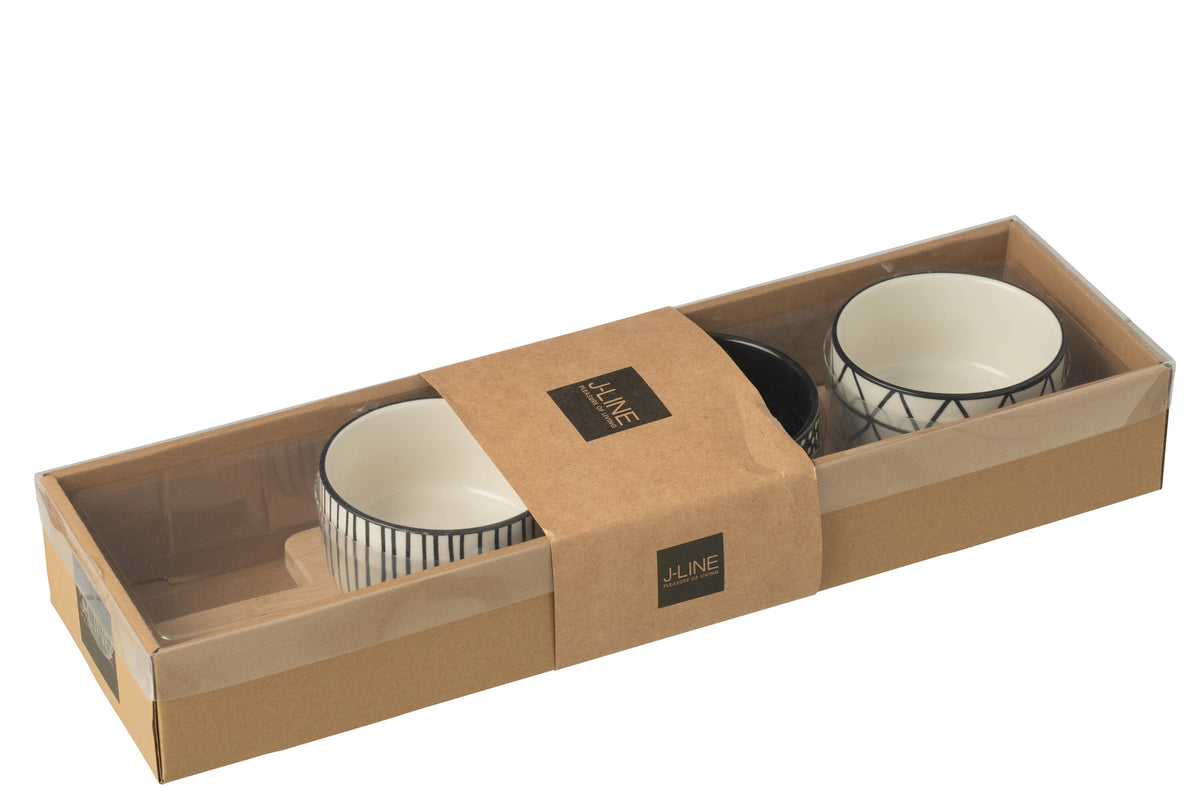 Tapas Service 3 Sets+Bamboo Tray Windowbox Black/White - Tuincentrum Lopik