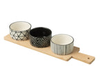 Tapas Service 3 Sets+Bamboo Tray Windowbox Black/White - Tuincentrum Lopik