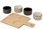 J-LINE TAPAS SERVICE 4 SETS BAMBOE DIENBLAD ZWART/WIT - Tuincentrum Lopik