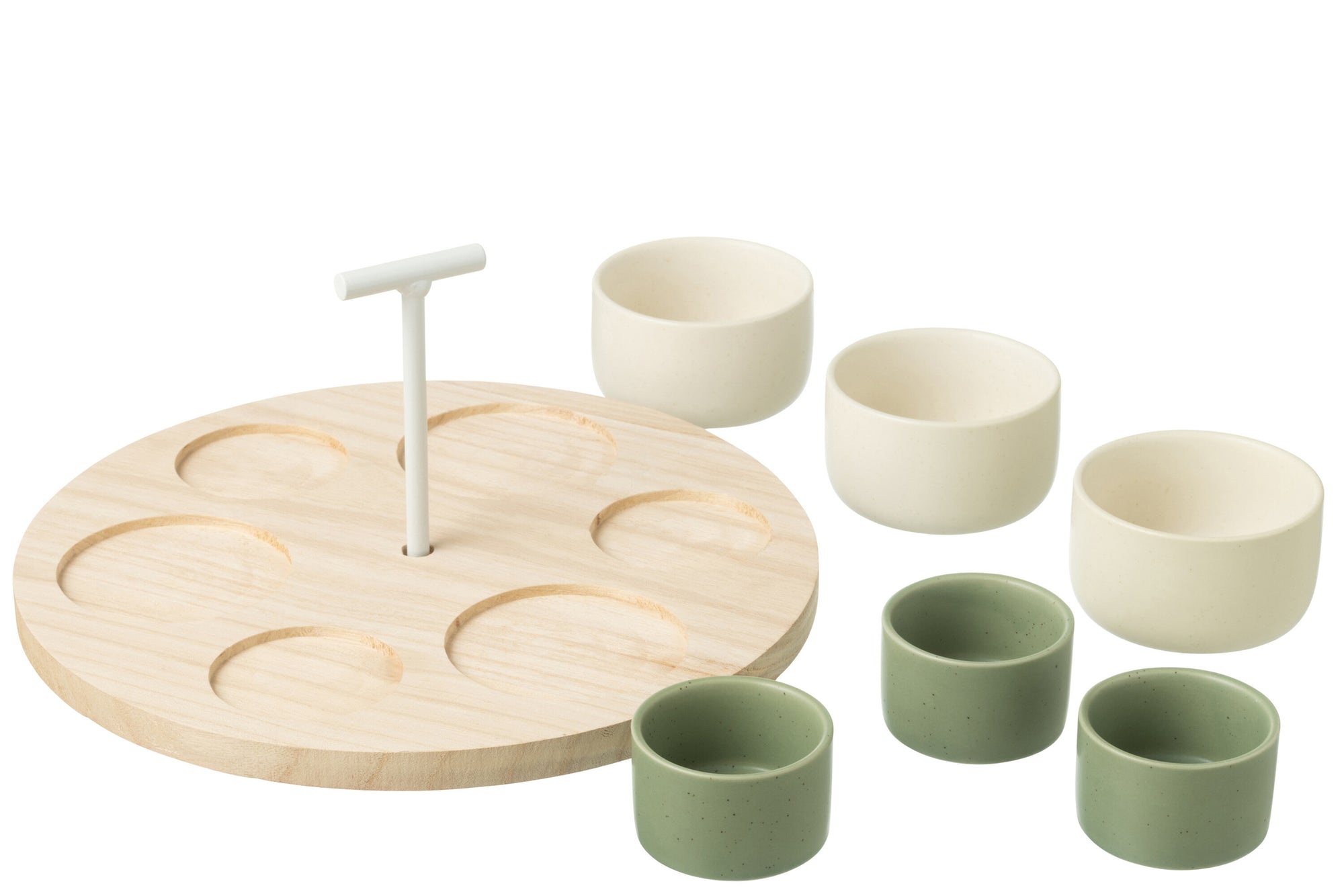 J-LINE TAPAS SERVICE 6 SETS HOUTEN DIENBLAD GROEN/WIT - Tuincentrum Lopik