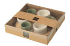 J-LINE TAPAS SERVICE 6 SETS HOUTEN DIENBLAD GROEN/WIT - Tuincentrum Lopik