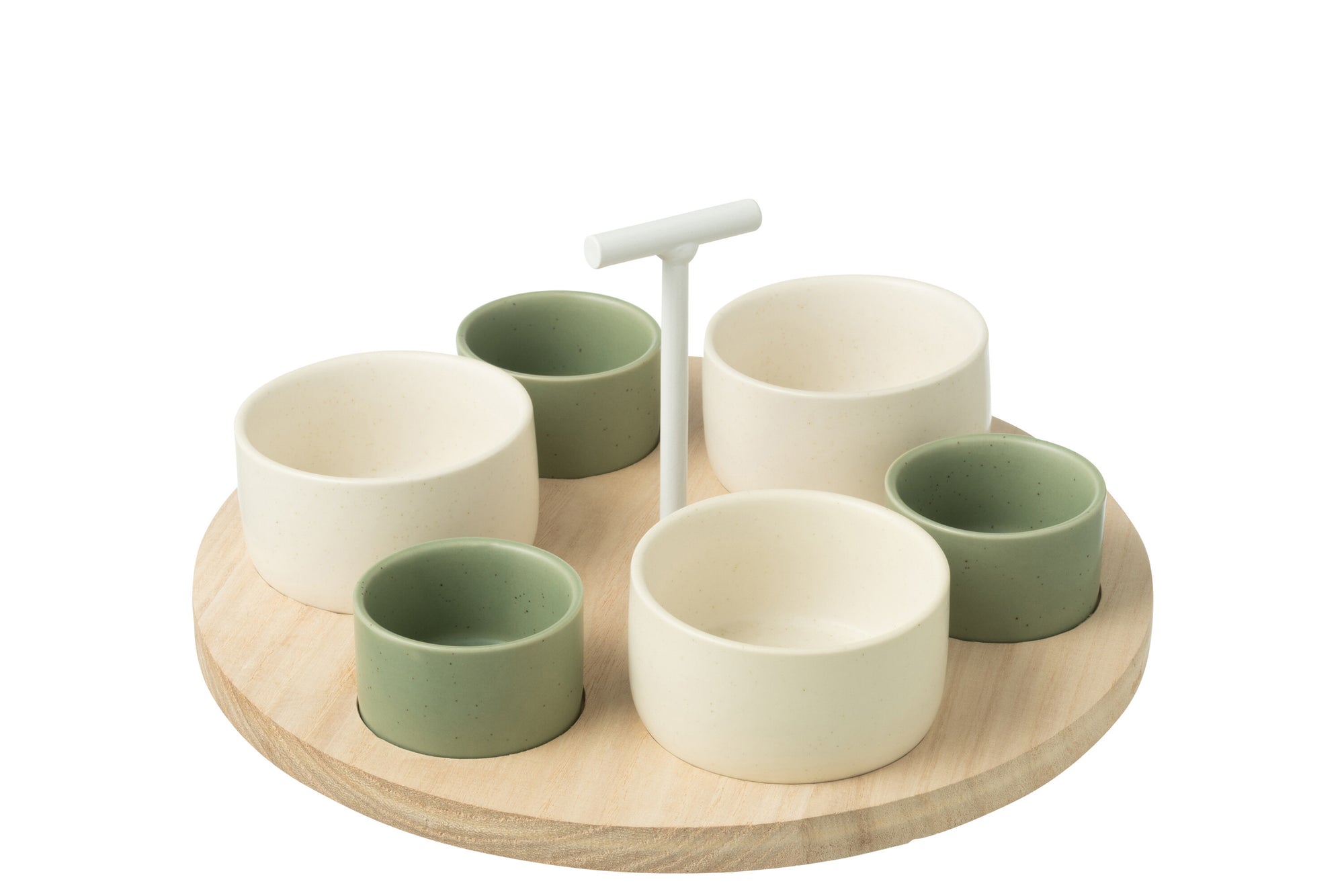 J-LINE TAPAS SERVICE 6 SETS HOUTEN DIENBLAD GROEN/WIT - Tuincentrum Lopik