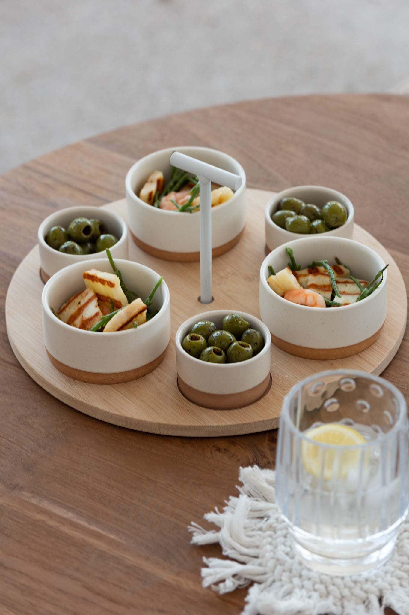 Tapas Service 6 Sets+ Bamboo Tray Windowbox White/Natural - Tuincentrum Lopik