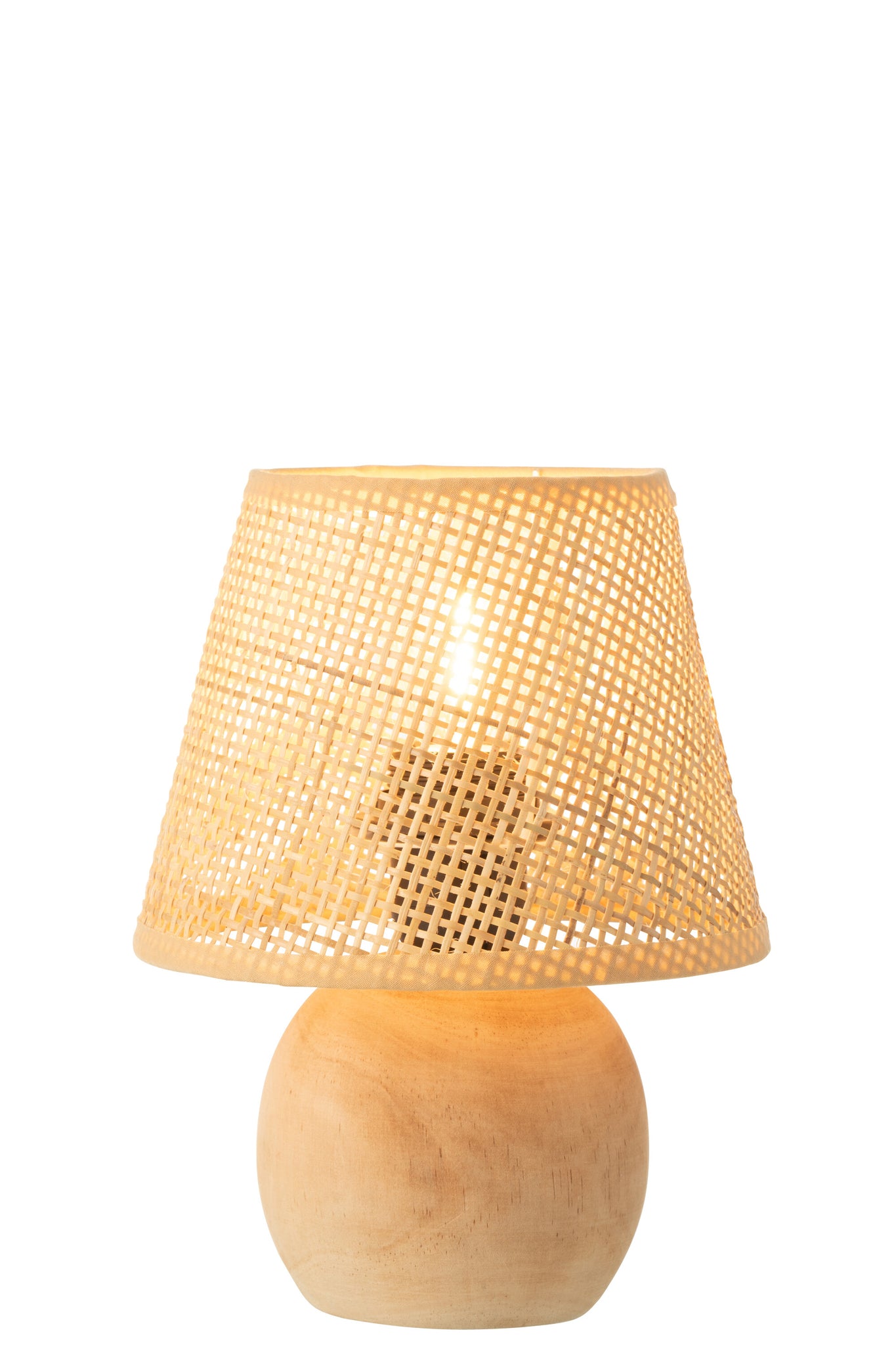 J-LINE TAFELLAMP LED GEVLOCHTEN HOUT RATTAN NATUREL 17X23CM - Tuincentrum Lopik
