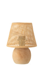 J-LINE TAFELLAMP LED GEVLOCHTEN HOUT RATTAN NATUREL 17X23CM - Tuincentrum Lopik