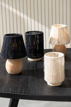 J-LINE TAFELLAMP LED CILINDRISCH METAAL/KATOEN ZWART KLEIN - Tuincentrum Lopik
