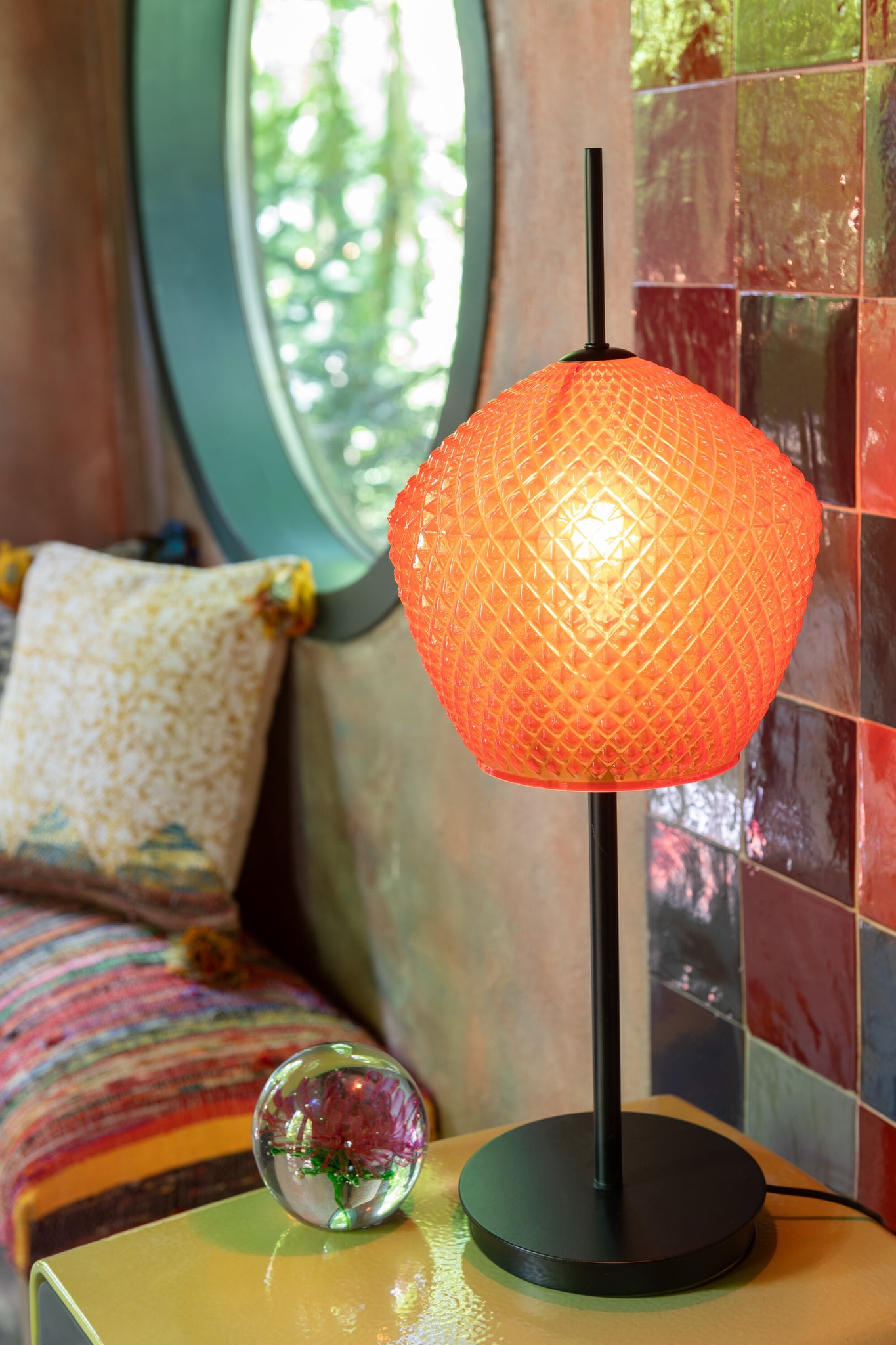 J-LINE TAFELLAMP GLAS METAAL ROOD - Tuincentrum Lopik