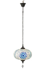 J-LINE HANGLAMP MOZAÏEKGLAS/METAAL BLAUW GROOT - Tuincentrum Lopik