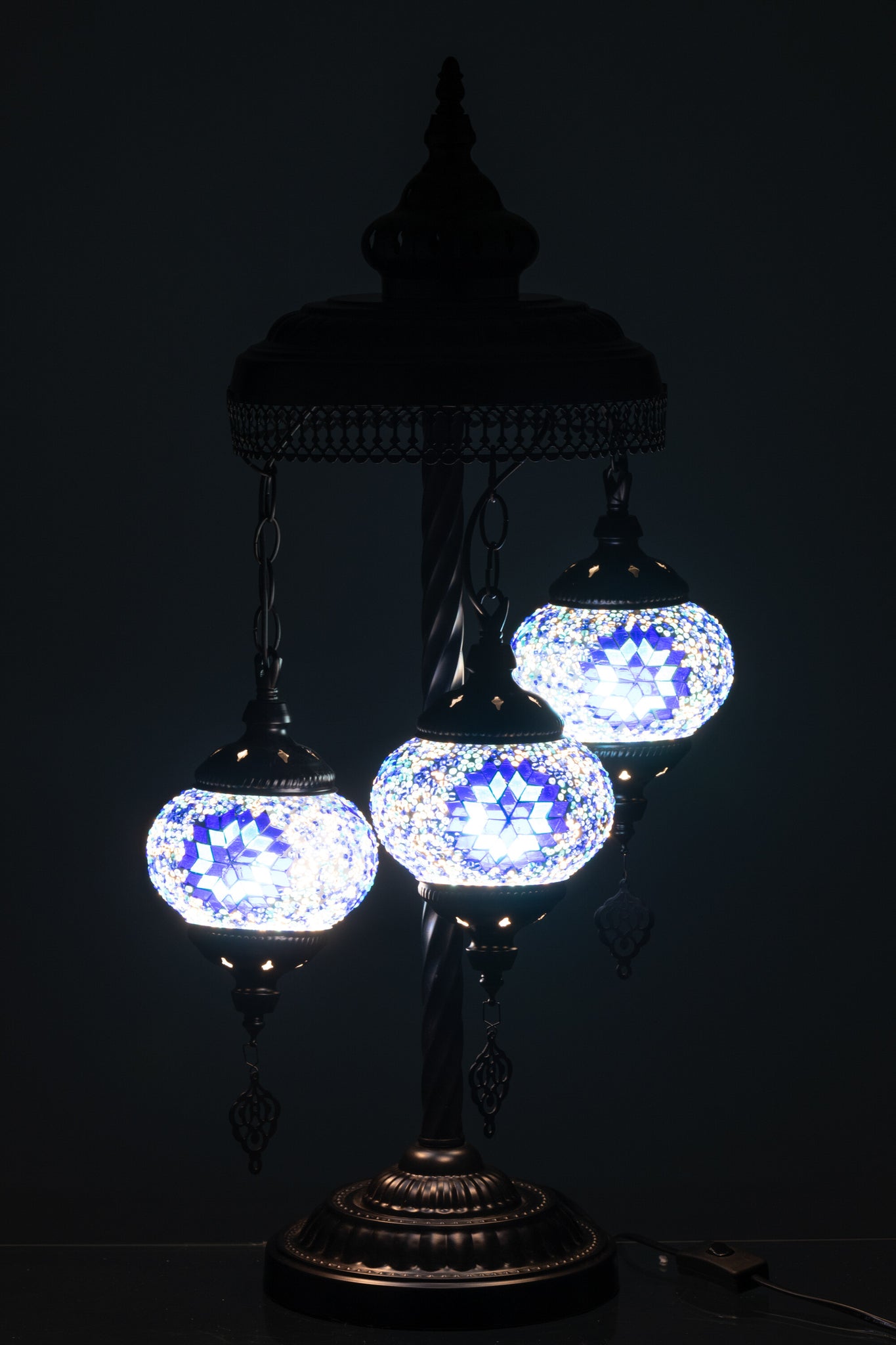 J-LINE TAFELLAMP MOZAÏEK 3 LAMPEN GLAS/METAAL BLAUW - Tuincentrum Lopik