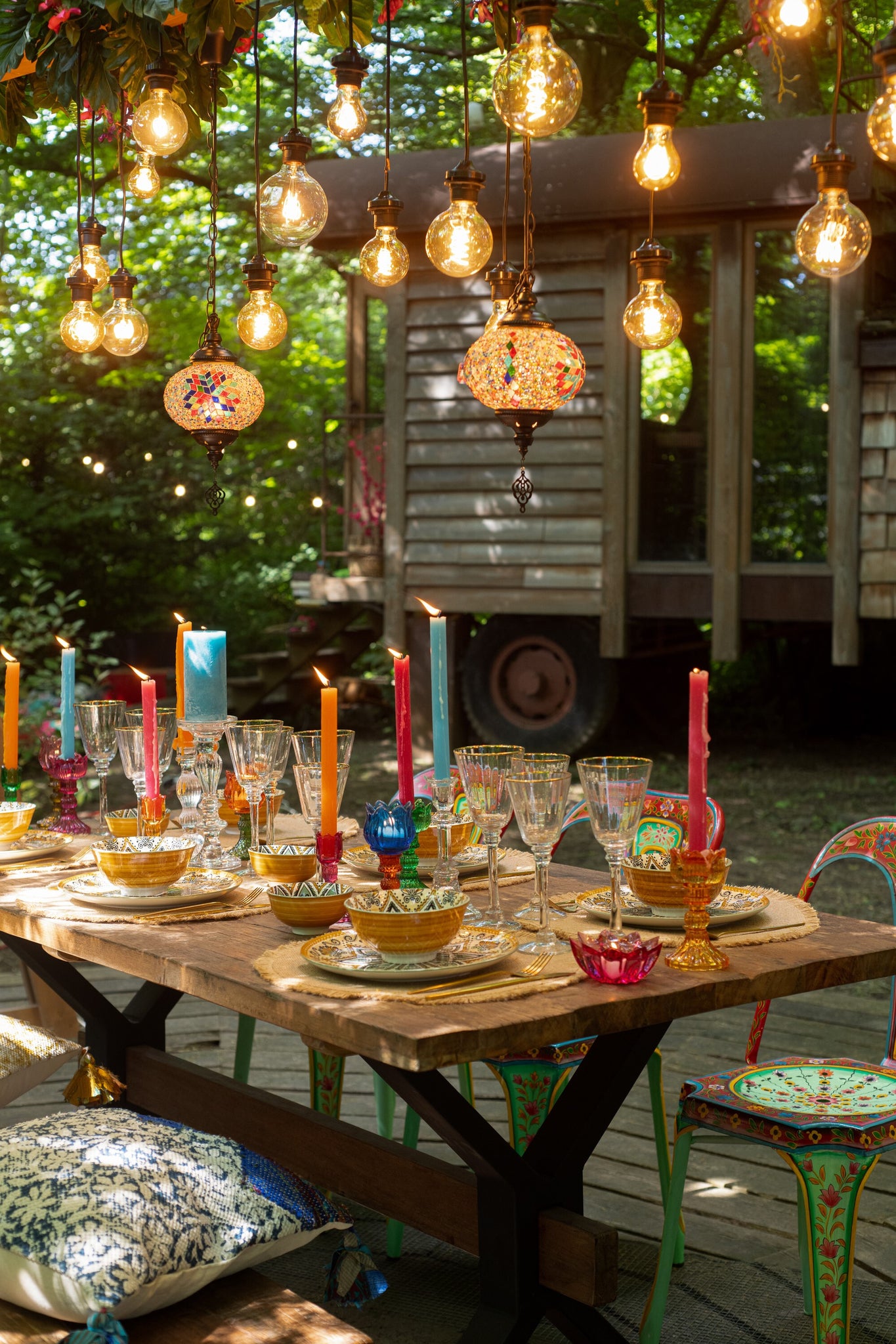 J-LINE HANGLAMP MOZAÏEK GLAS/METAAL ORANJE KLEIN - Tuincentrum Lopik
