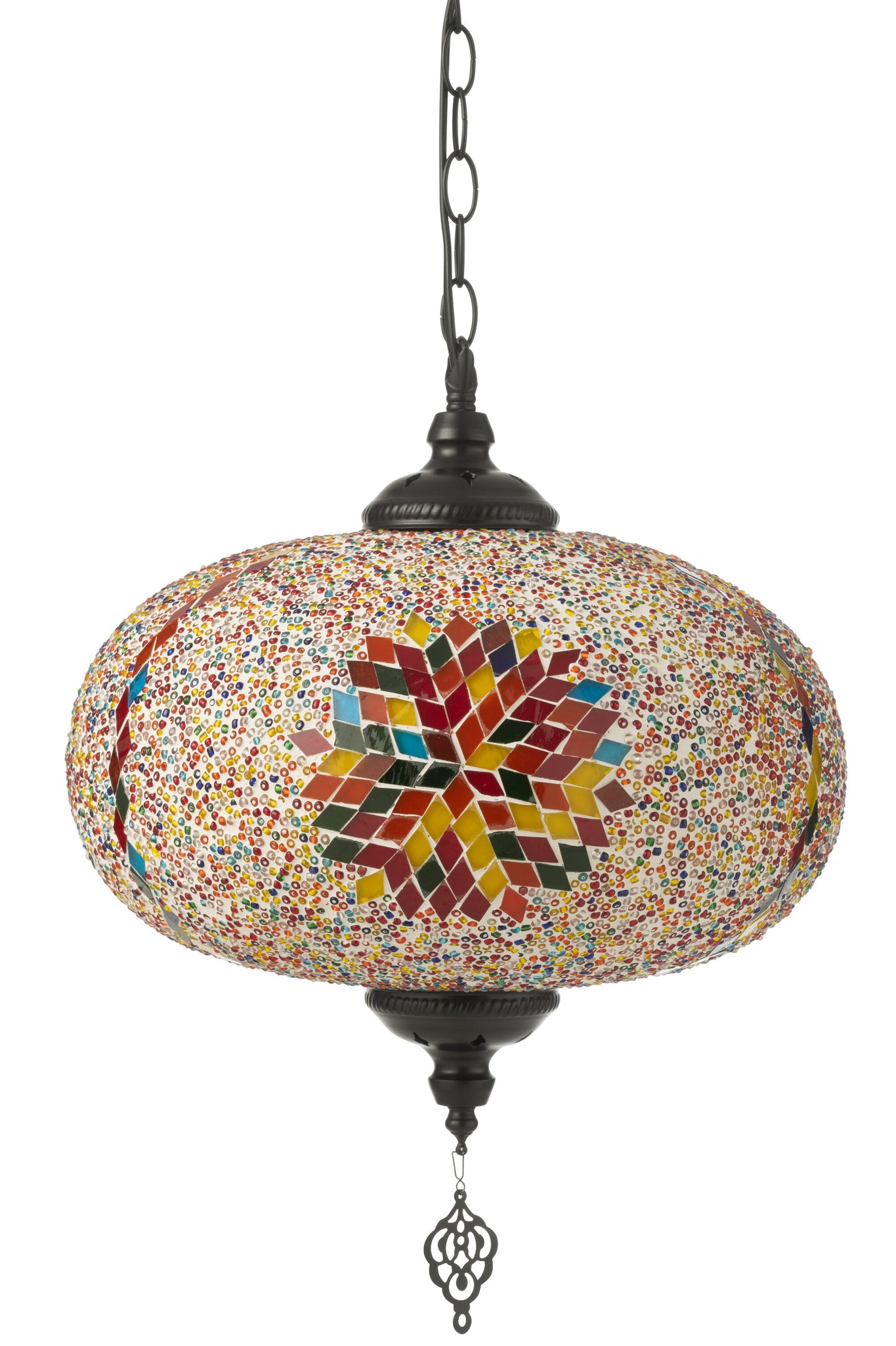 J-LINE HANGLAMP MOZAÏEK GLAS/METAAL ORANJE GROOT - Tuincentrum Lopik