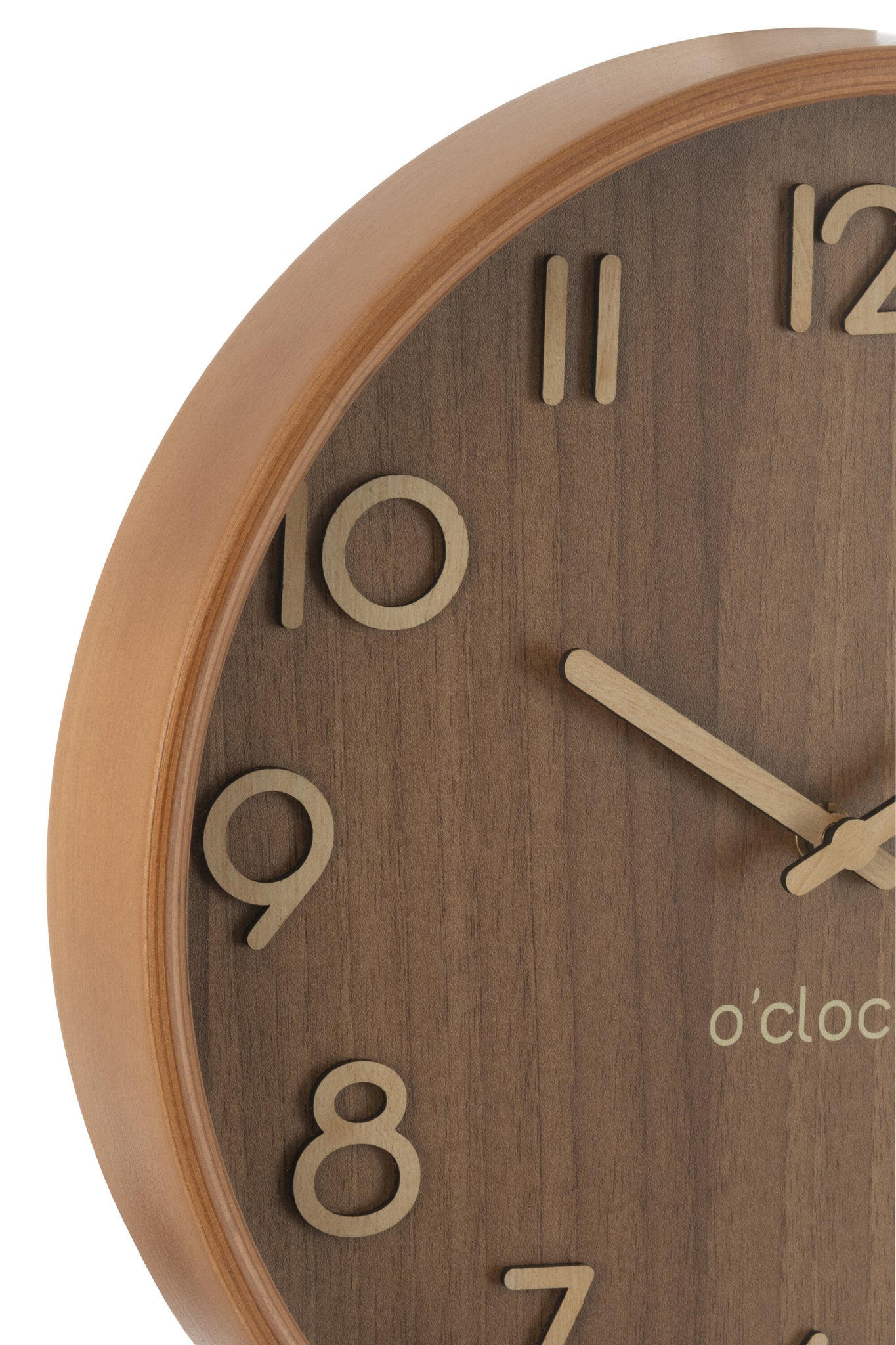J-LINE WANDKLOK PLYWOOD/MDF DONKER NATUREL SMALL - Tuincentrum Lopik