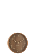J-LINE WANDKLOK PLYWOOD/MDF DONKER NATUREL SMALL - Tuincentrum Lopik