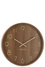 J-LINE WANDKLOK PLYWOOD/MDF DONKER NATUREL LARGE - Tuincentrum Lopik