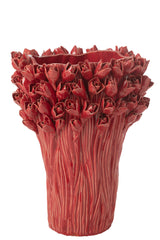 J-LINE VASE AMBROSIA CERAMIC RED LARGE - Tuincentrum Lopik