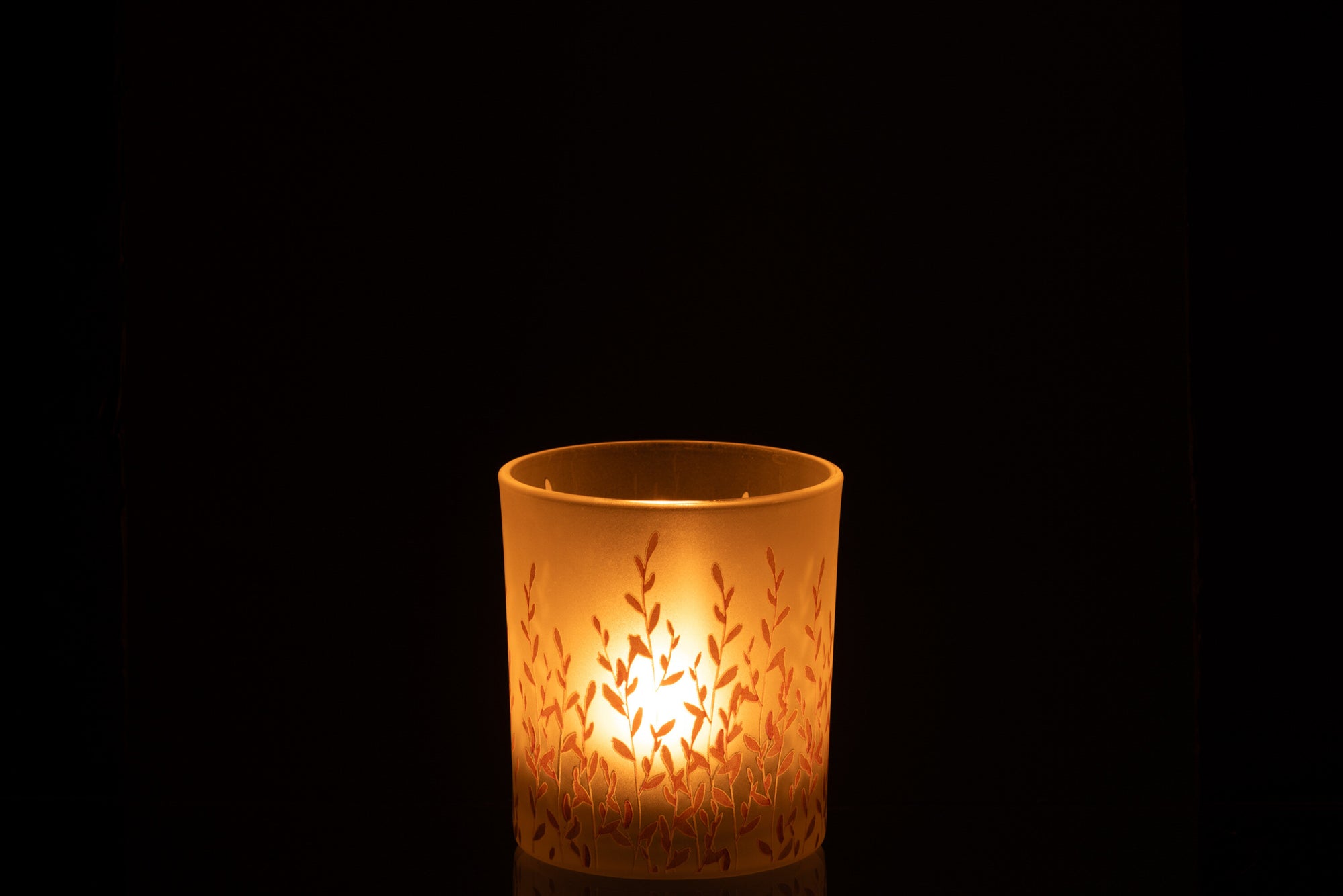 J-LINE TEALIGHT HOLDER SALLY GLASS ORANGE/TRANSPARENT SMALL - Tuincentrum Lopik